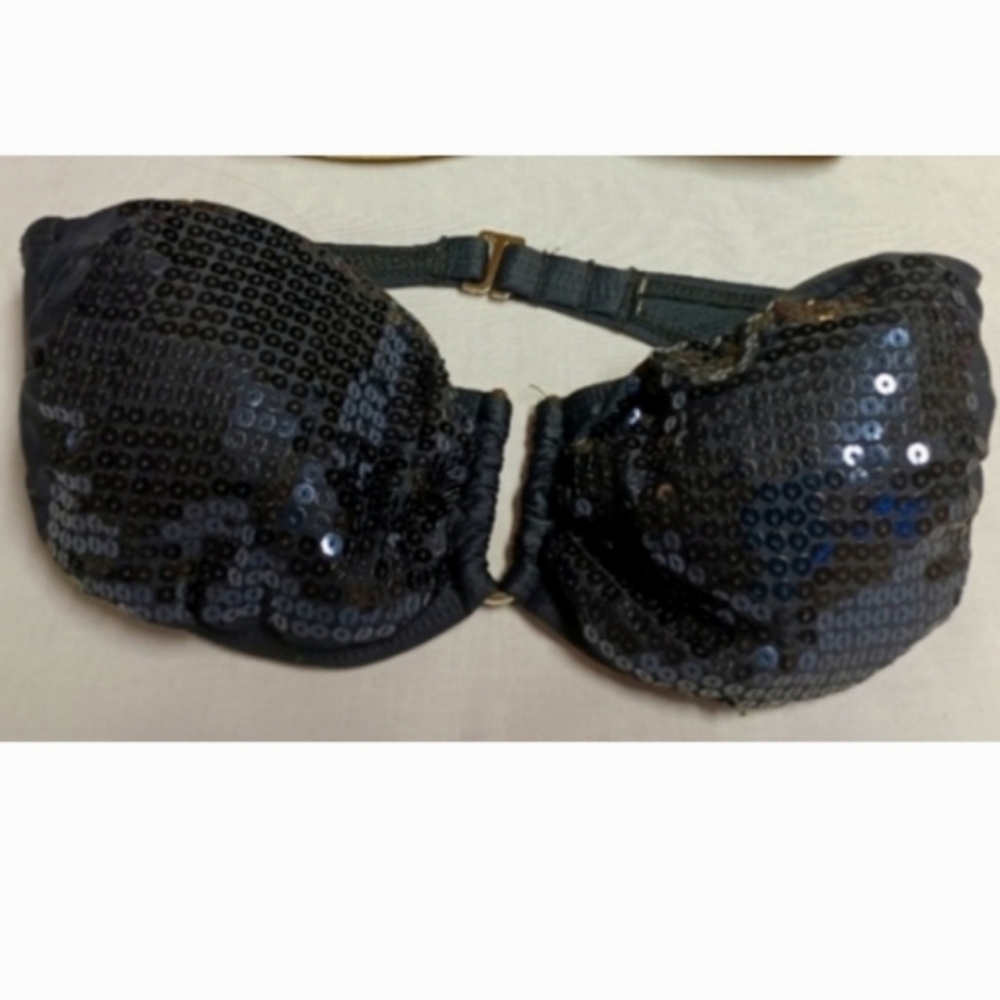 4/$60 New Black Sequined Bandeau Bikini Top - Size XS - Picture 3 of 6